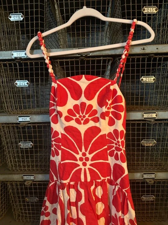 FARM Rio Red Palermo Sleeveless Midi Dress Size Small 38470 - Picture 6 of 16